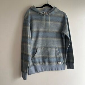 Quiksilver Men's Gray and blue Striped Hoodie